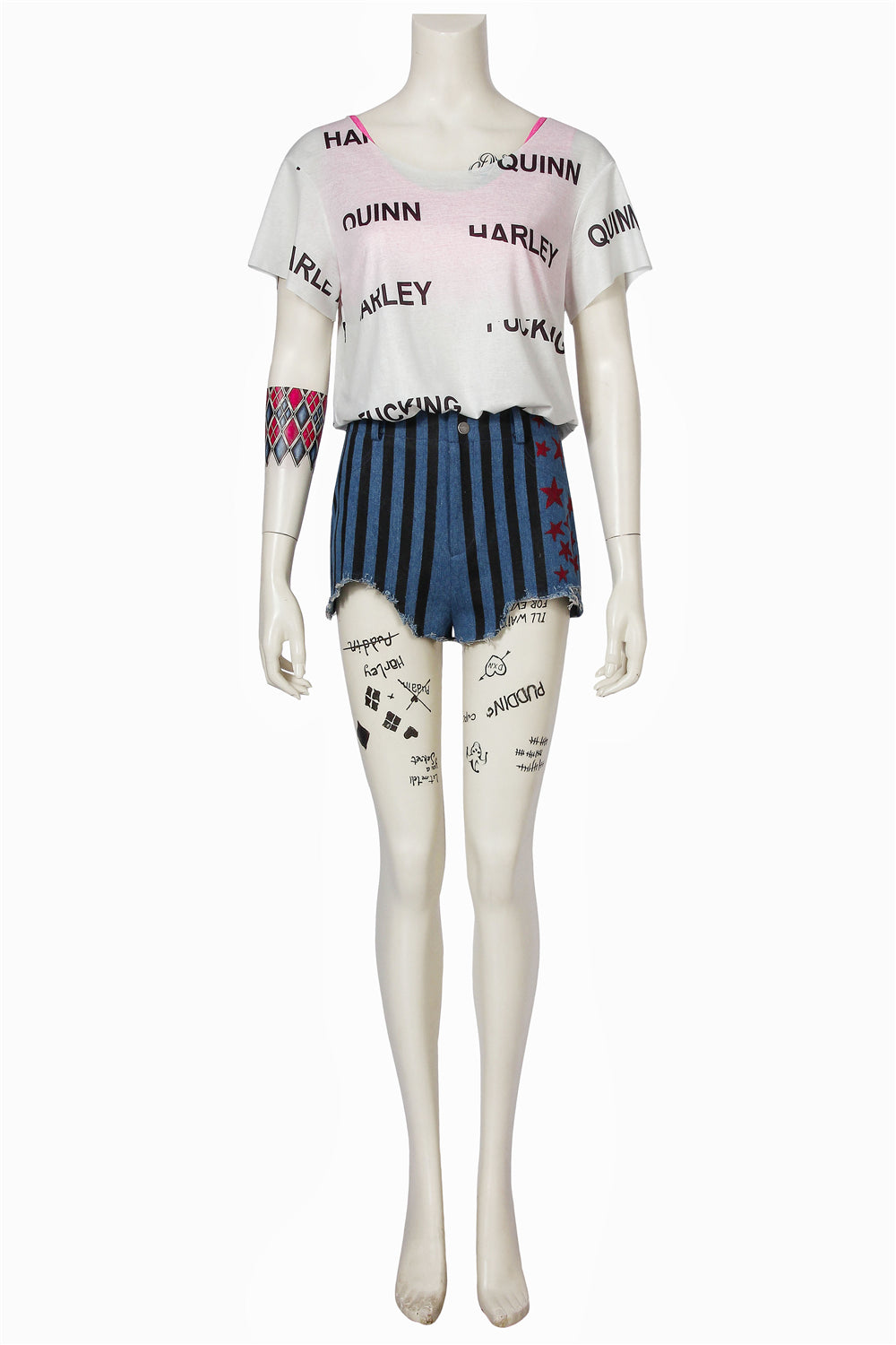 Harley Quinn T-shirt Outfit Cosplay Kostuum