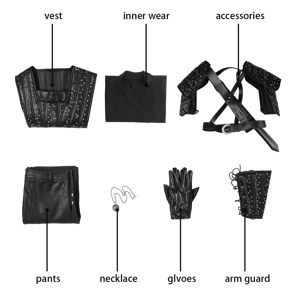 Geralt van Rivia Cosplay Kostuum Zwarte Outfit