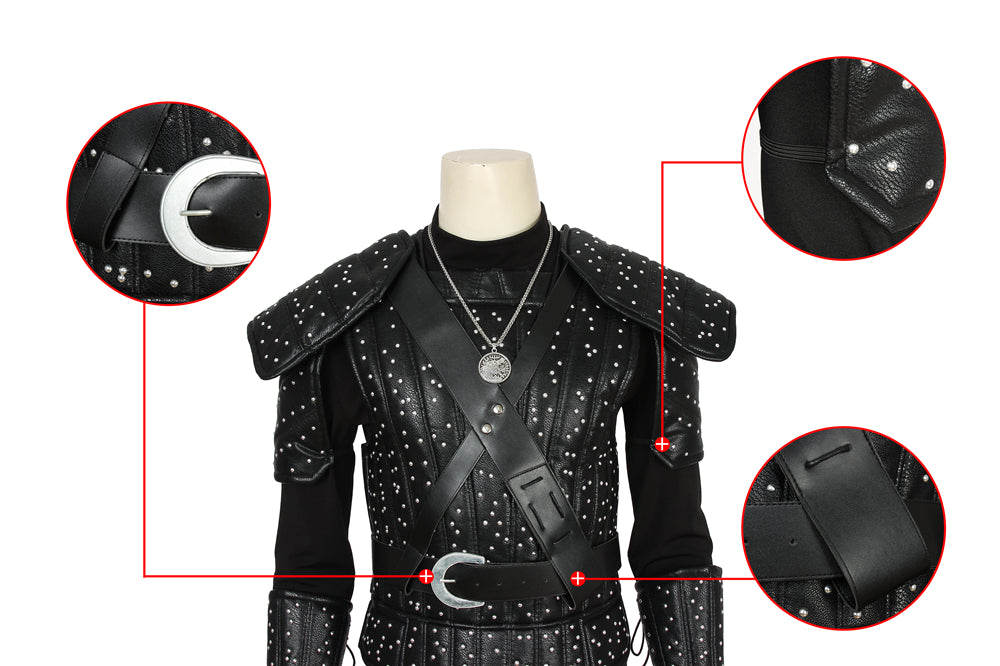 Geralt van Rivia Cosplay Kostuum Zwarte Outfit