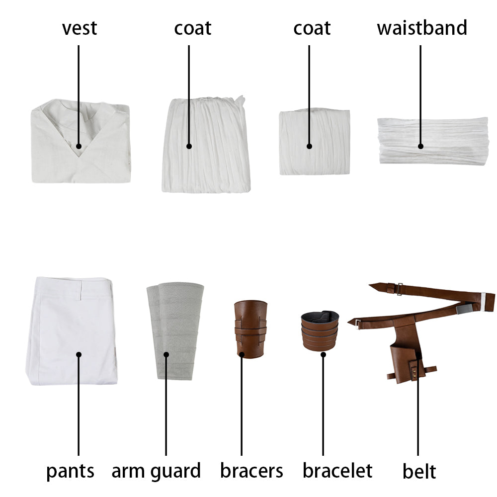Rey Skywalker Cosplay Kostuum Witte Outfit