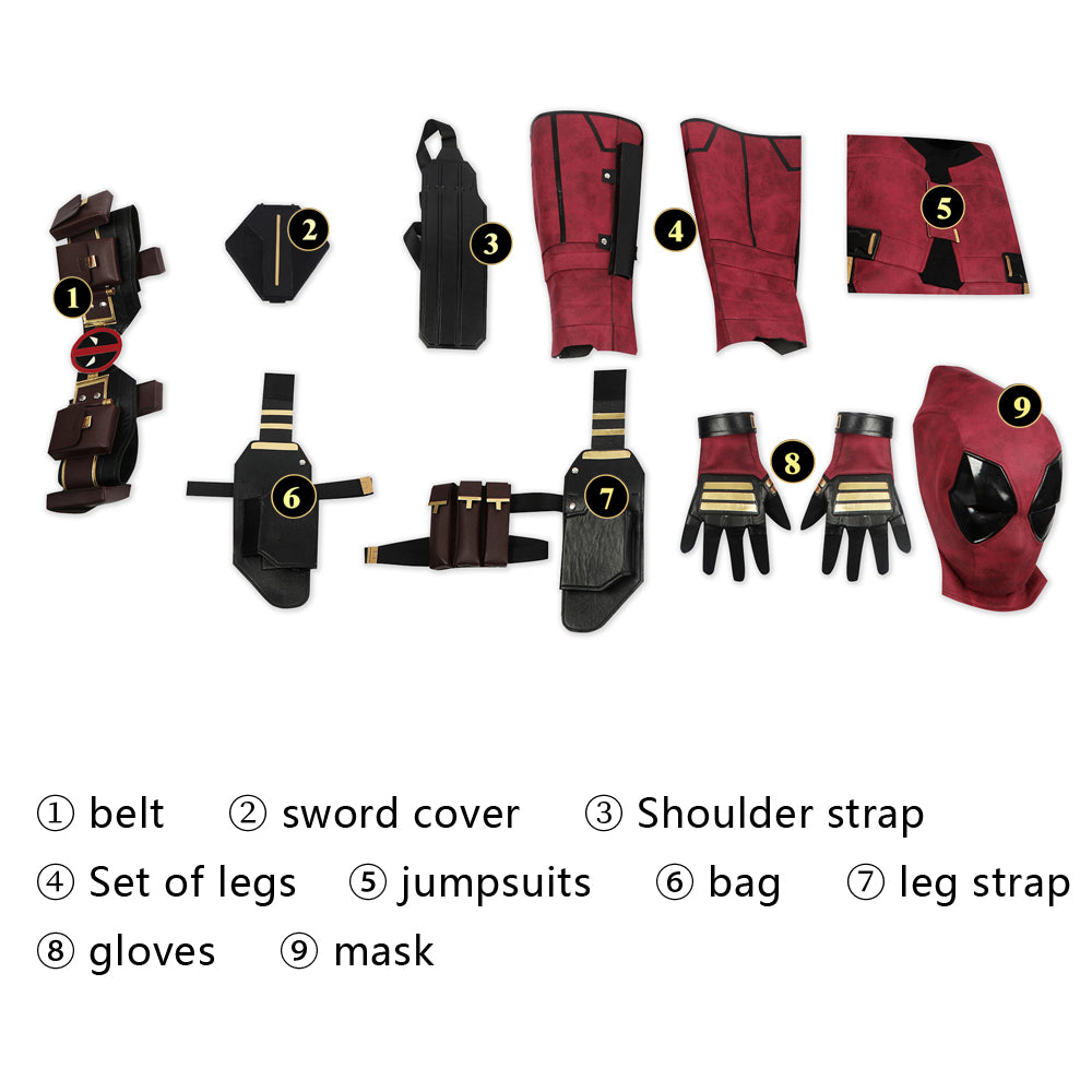 Wade Wilson Rood Outfit Cosplay Kostuum