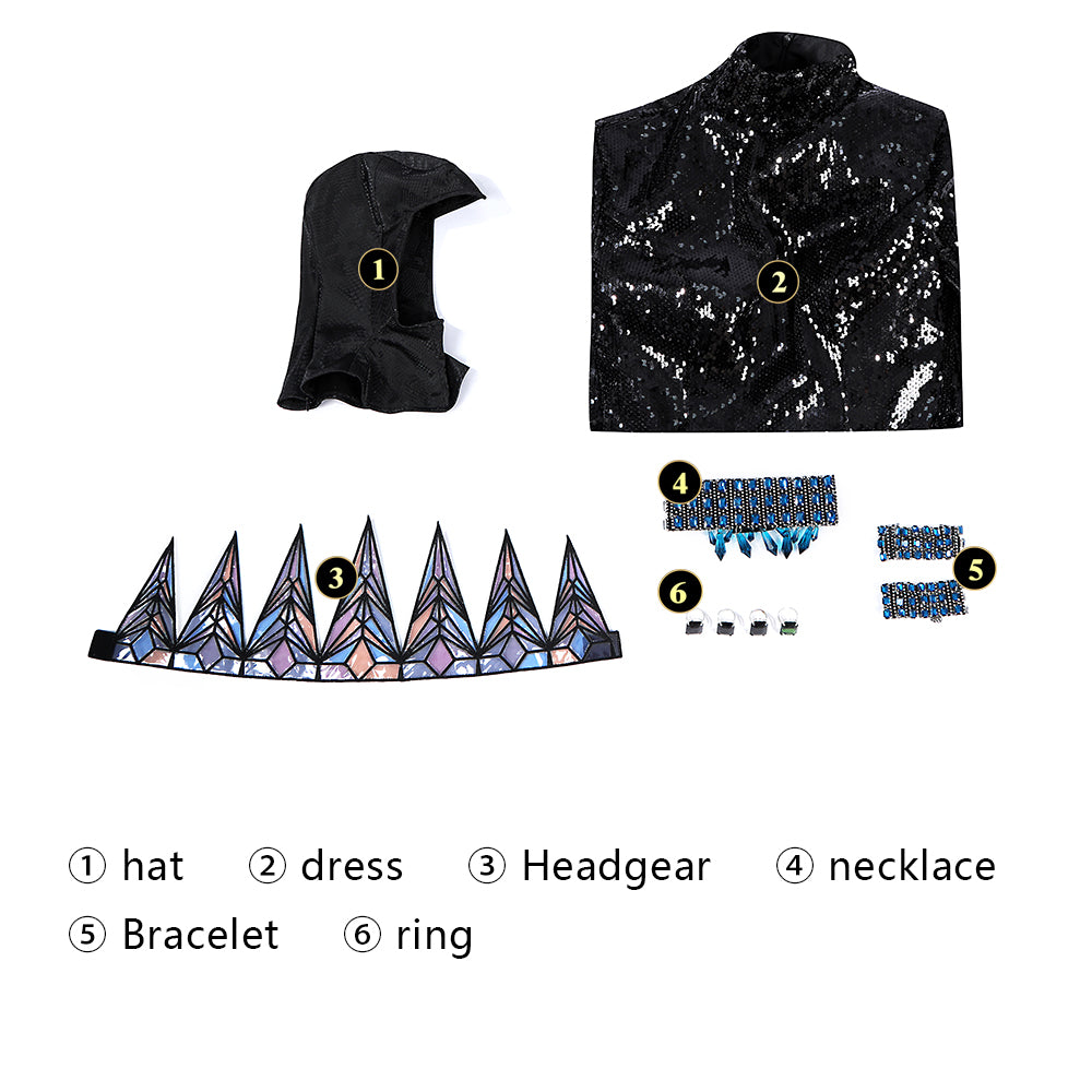 Queen Zwarte Jurk Cosplay Kostuum