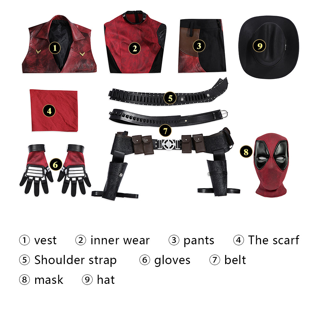 Cowboy Wade Wilson Outfit Cosplay Kostuum