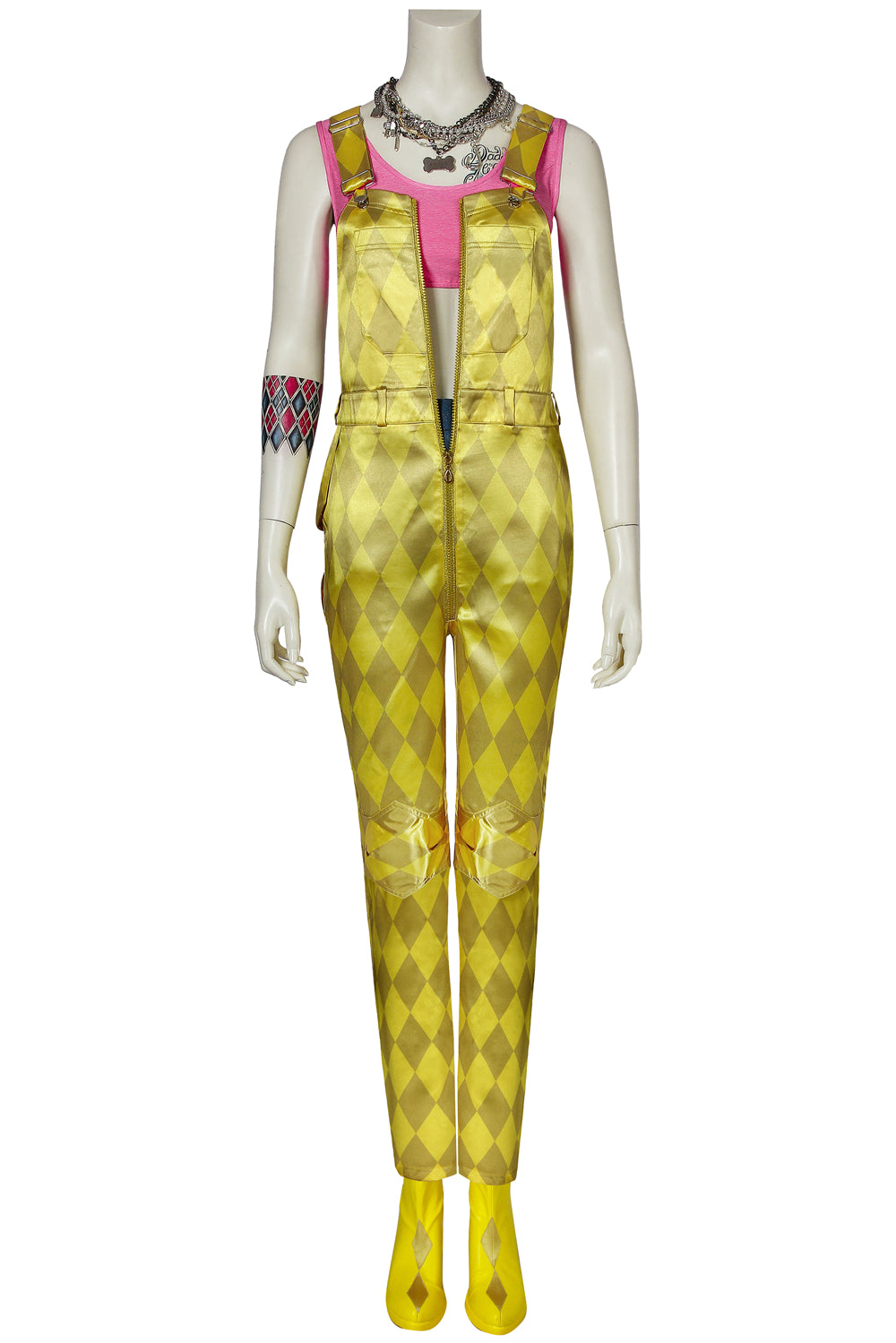 Harley Quinn Geel Jumpsuit Cosplay Kostuum
